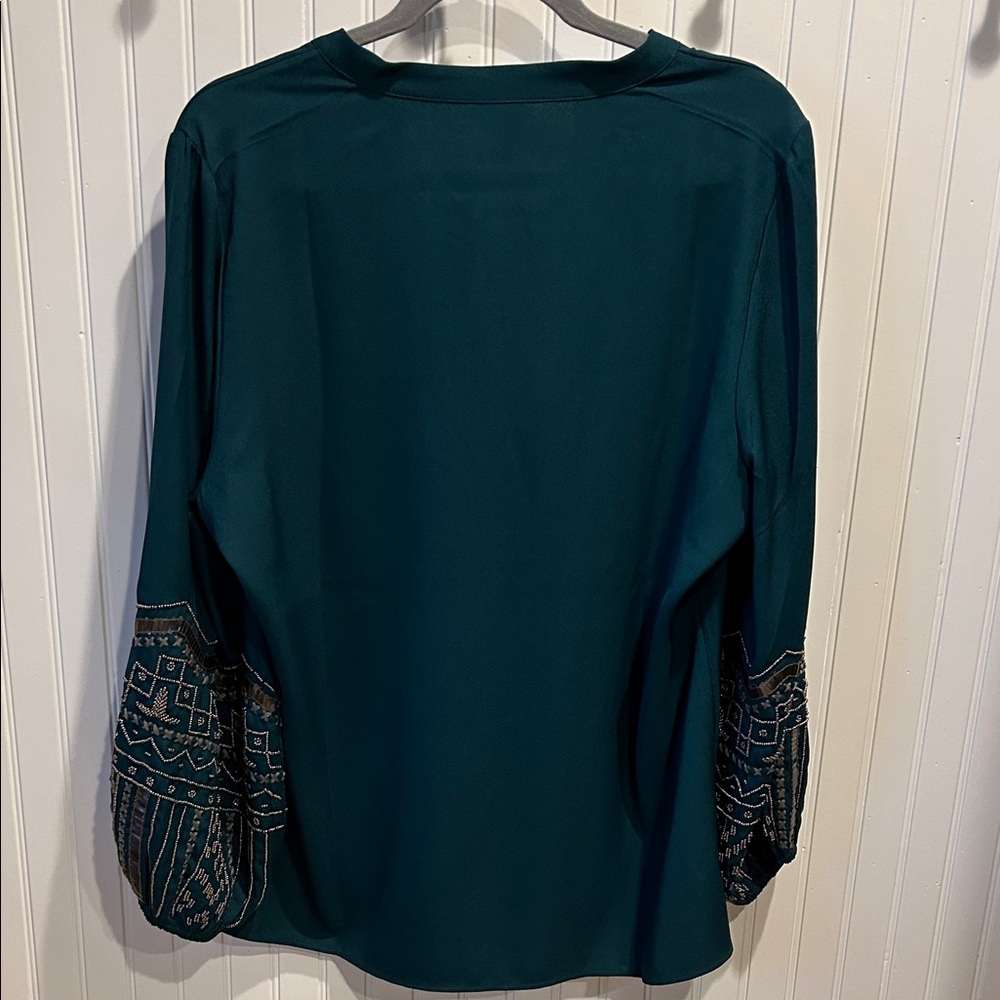NWT Chico's Embellished Sleeve Blouse Jasper - Picture 6 of 6